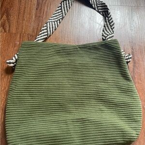 Olive Green Textured Tote Bag